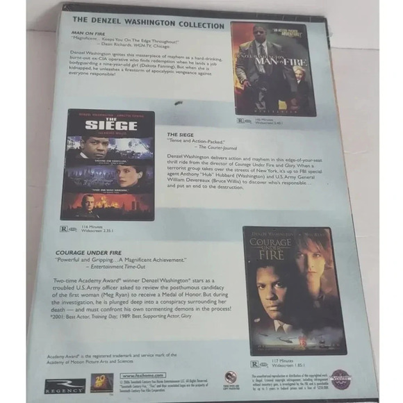 Denzel Washington Triple Feature 3 Movie Combo DVD Box Set Sealed - Picture 2 of 3